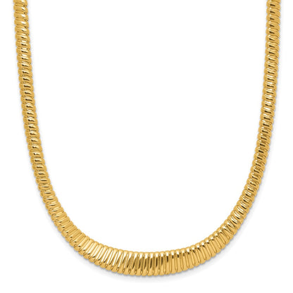 14K Yellow Gold Polished Ridged Graduated Necklace