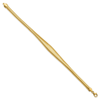14K Yellow Gold Polished Ridged Graduated Bracelet