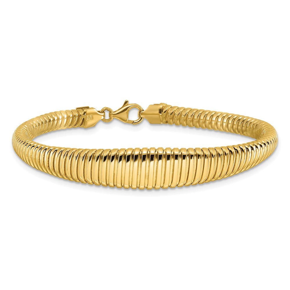 14K Yellow Gold Polished Ridged Graduated Bracelet