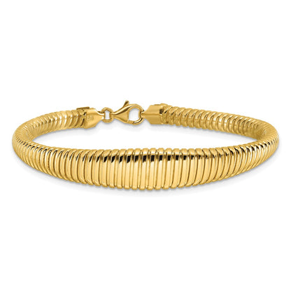 14K Yellow Gold Polished Ridged Graduated Bracelet