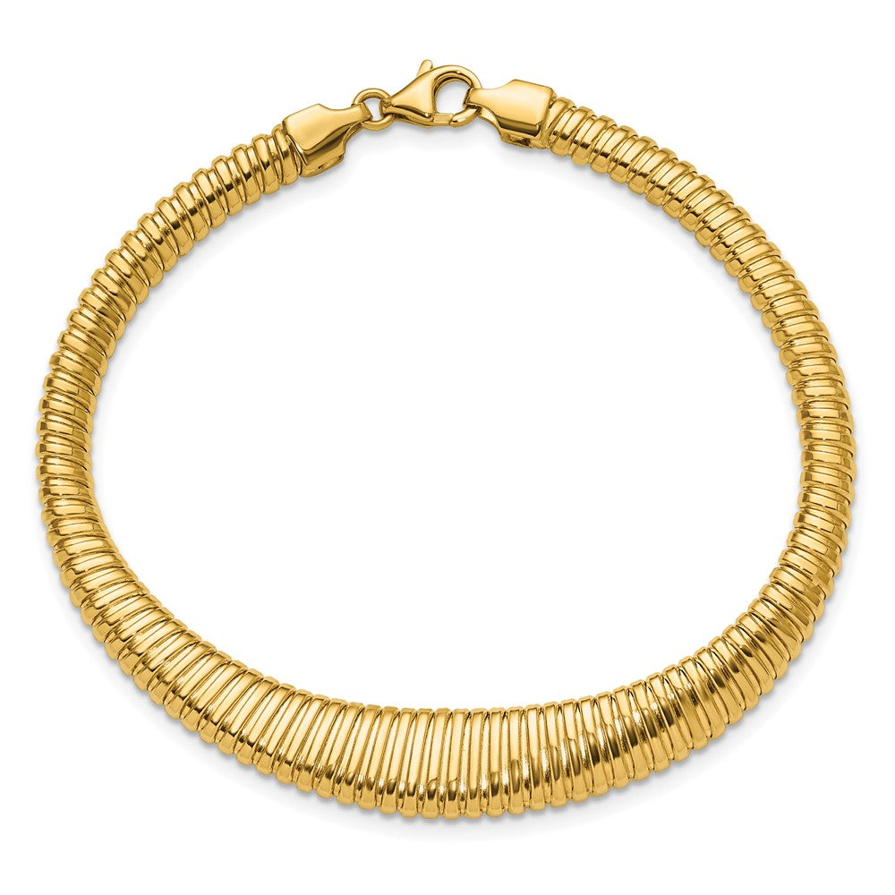 14K Yellow Gold Polished Ridged Graduated Bracelet