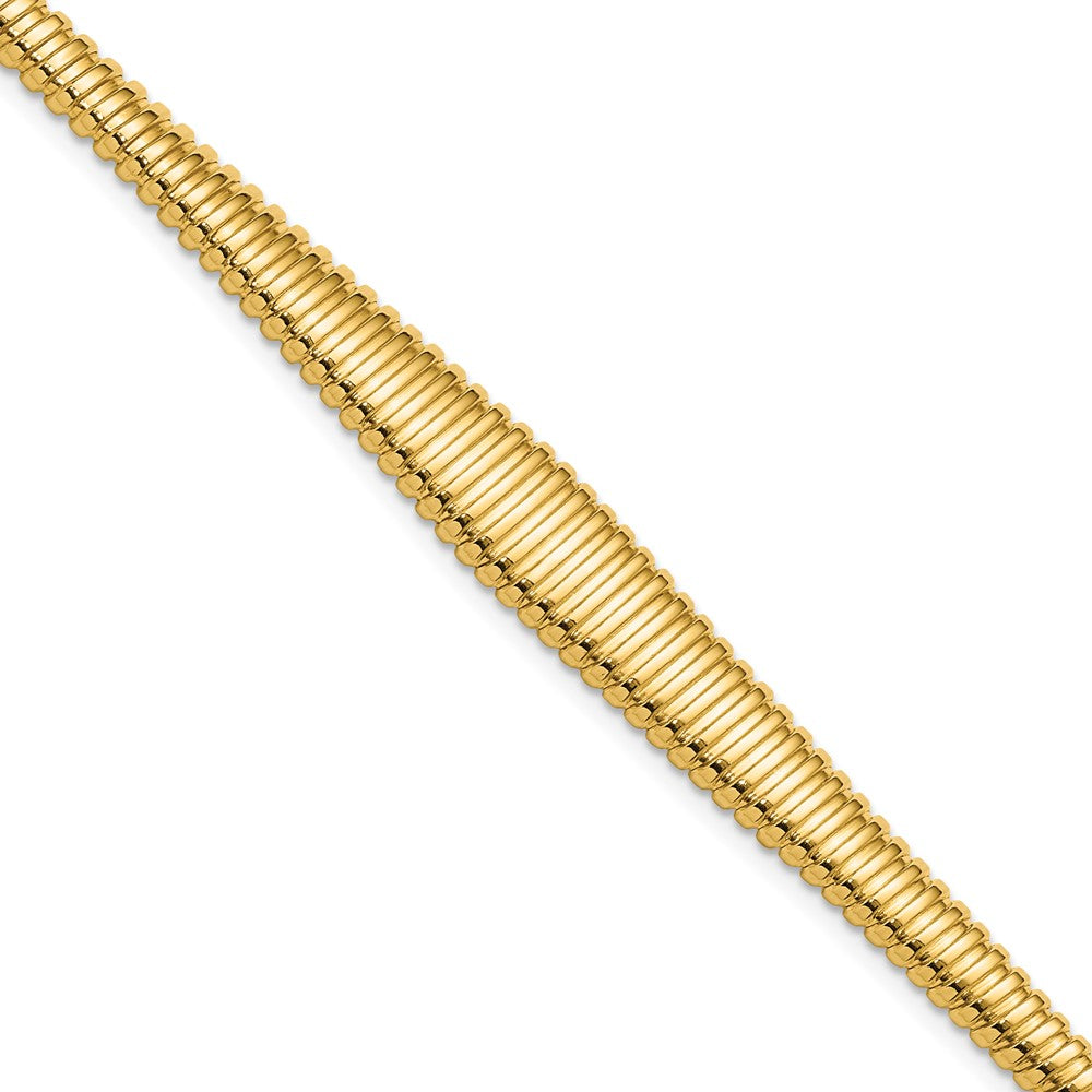 14K Yellow Gold Polished Ridged Graduated Bracelet