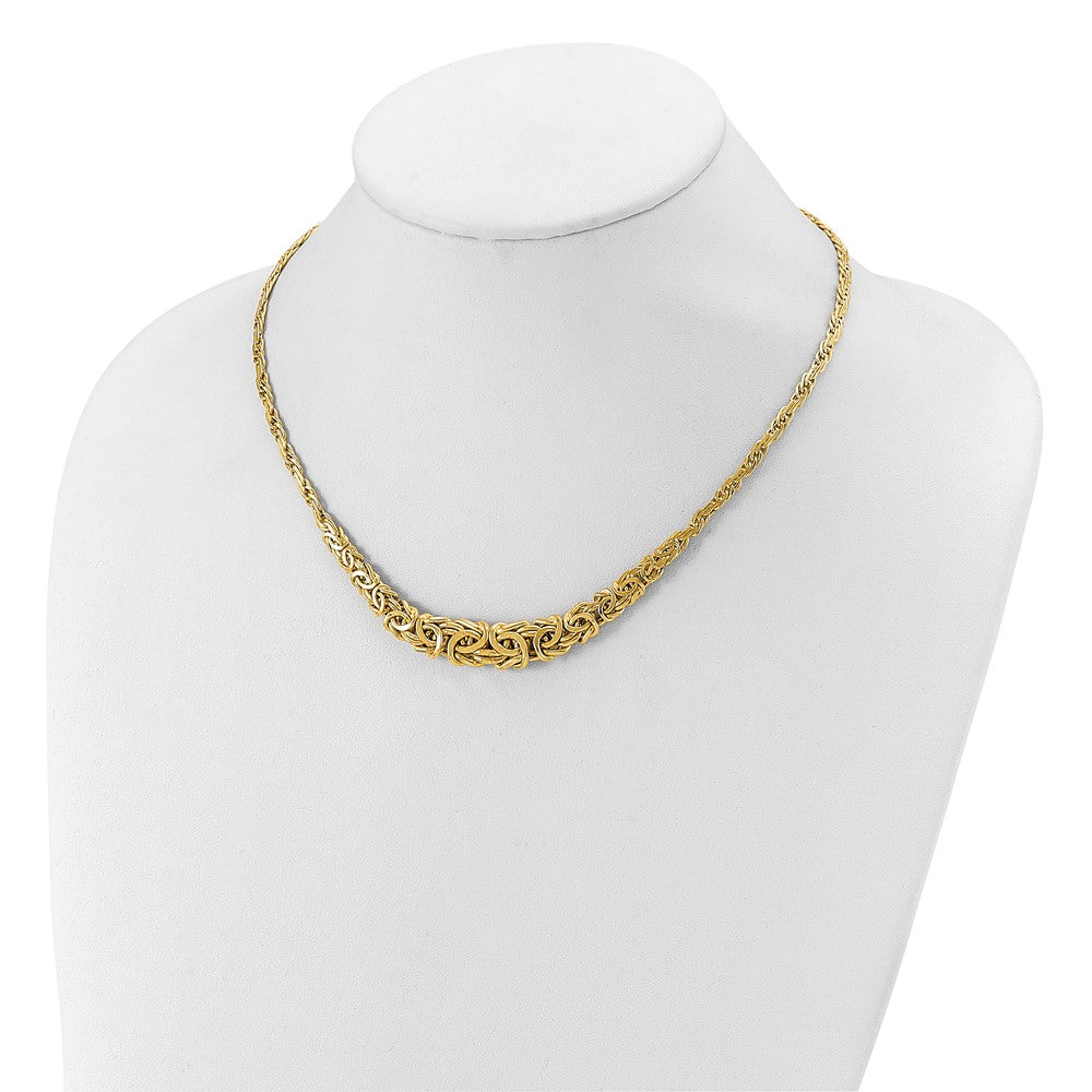14K Yellow Gold Polished Byzantine Graduated Necklace