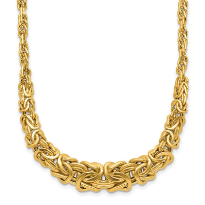 14K Yellow Gold Polished Byzantine Graduated Necklace