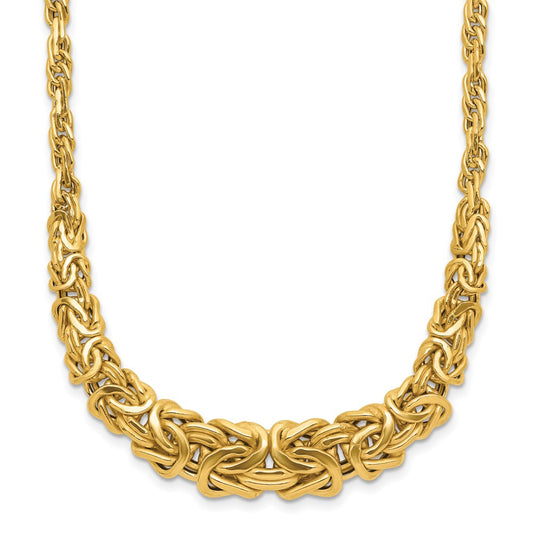 14K Yellow Gold Polished Byzantine Graduated Necklace