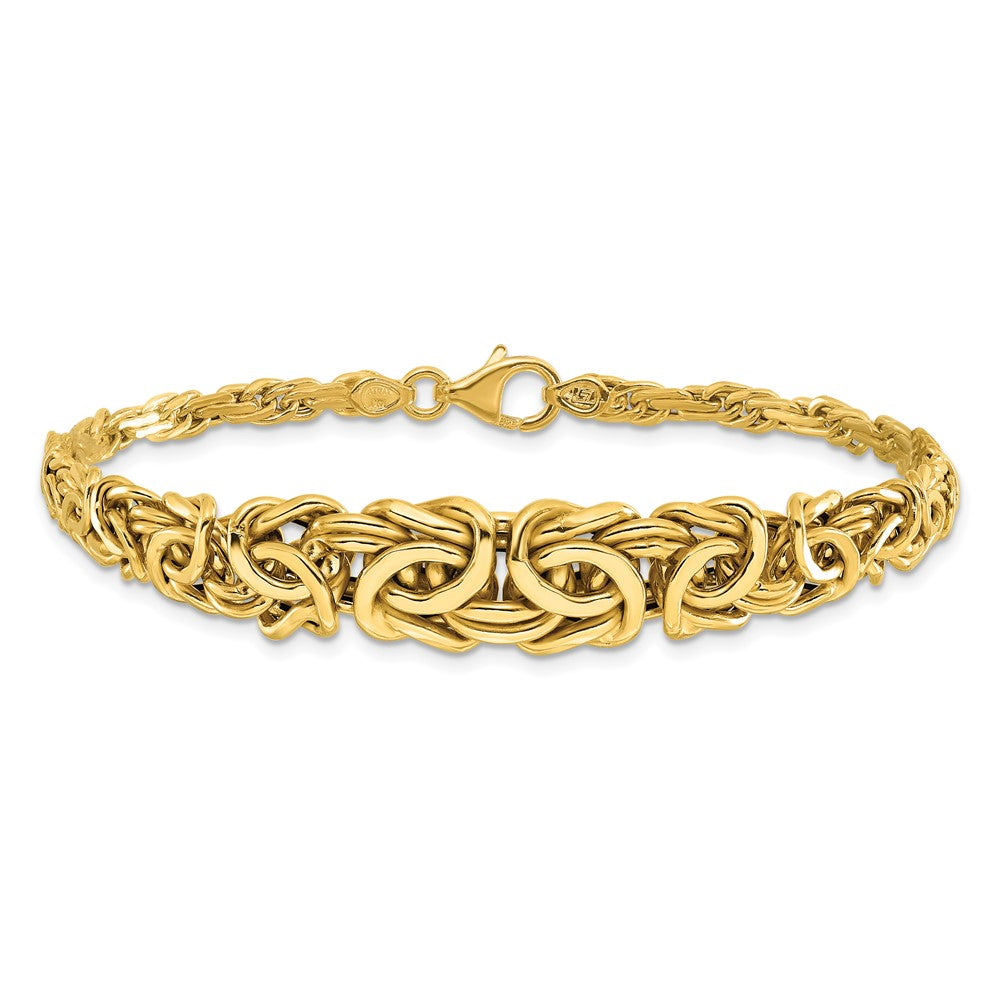 14K Yellow Gold Polished Byzantine Graduated Bracelet