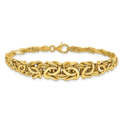 14K Yellow Gold Polished Byzantine Graduated Bracelet