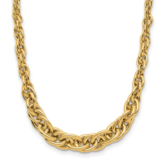 14K Yellow Gold Polished Graduated Fancy Link Necklace
