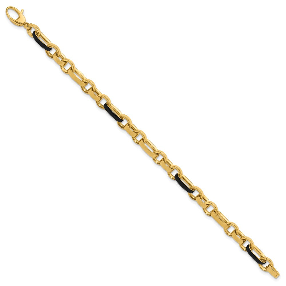 14K Yellow Gold Polished With Enamel Link Bracelet