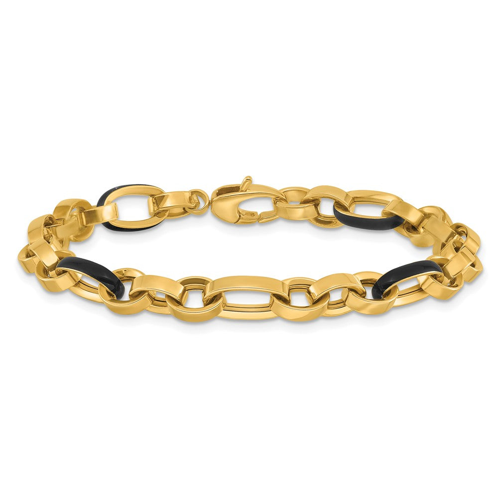 14K Yellow Gold Polished With Enamel Link Bracelet