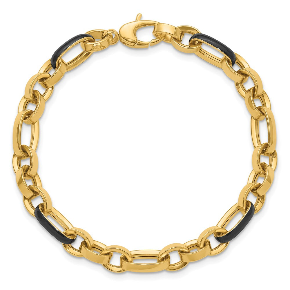 14K Yellow Gold Polished With Enamel Link Bracelet