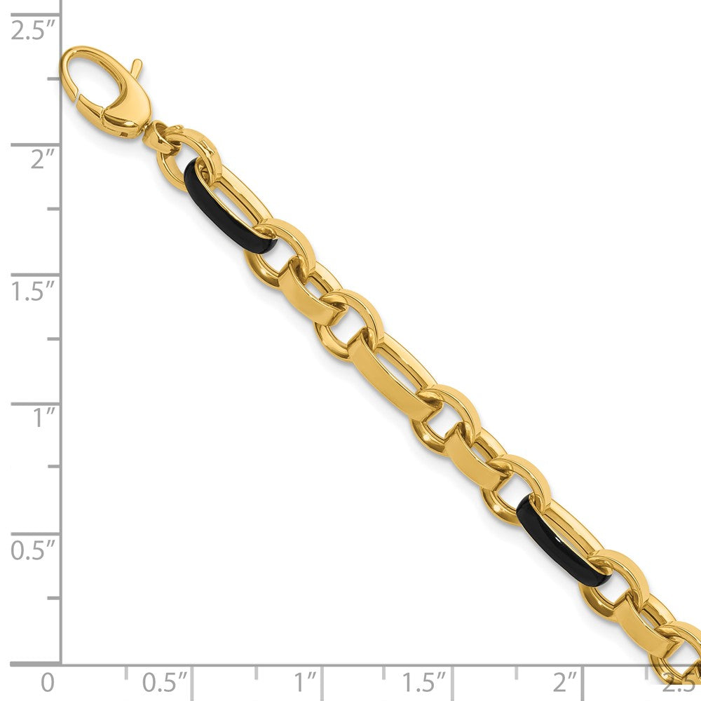 14K Yellow Gold Polished With Enamel Link Bracelet