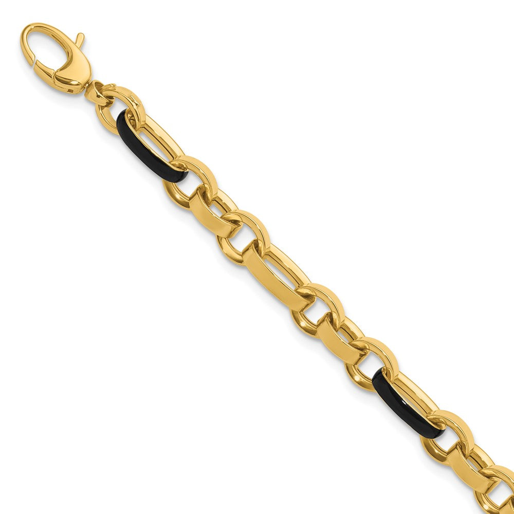 14K Yellow Gold Polished With Enamel Link Bracelet