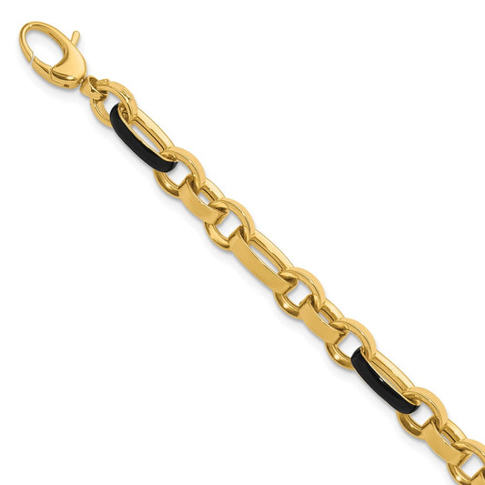 14K Yellow Gold Polished With Enamel Link Bracelet