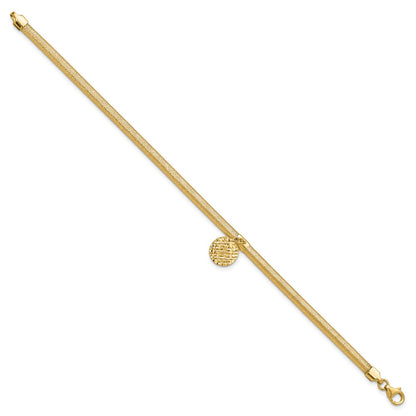 14K Yellow Gold Polished Stretch/Mesh Diamond Cut Disc Bracelet