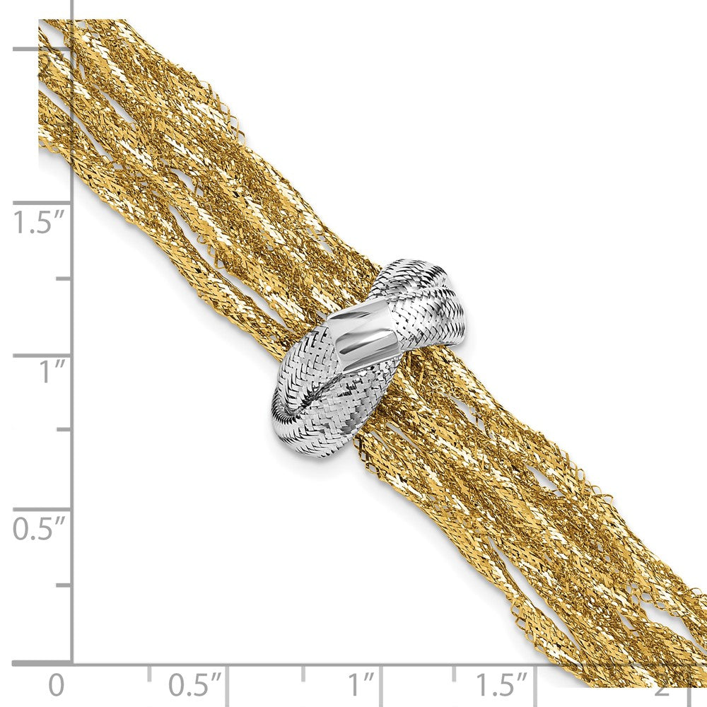 14K Yellow & Rhodium With Polished Knot Mesh Multi Strand Bracelet