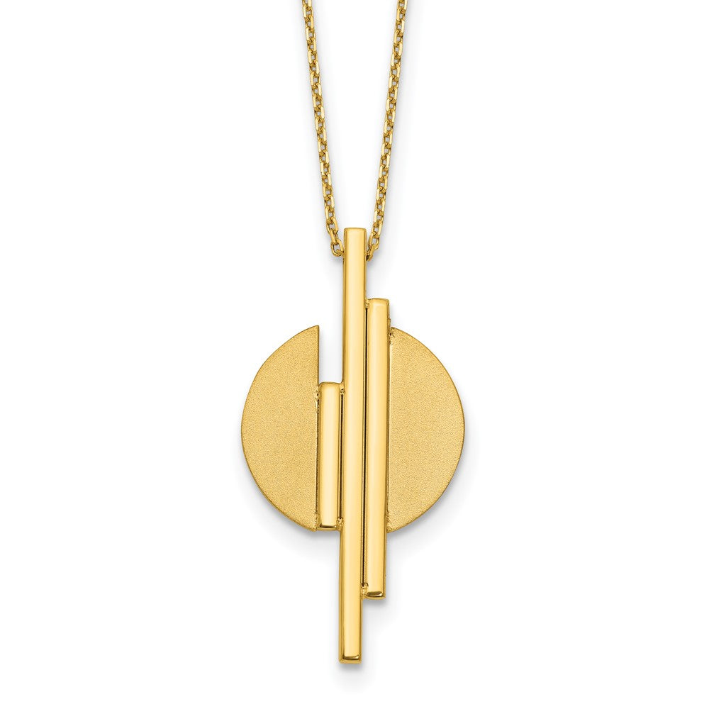 14K Yellow Gold Polished And Brushed With 2In Ext. Necklace