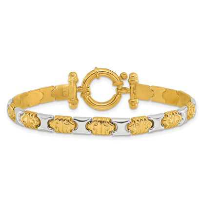 14K Two Tone Polished Fancy Link Bracelet