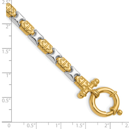 14K Two Tone Polished Fancy Link Bracelet