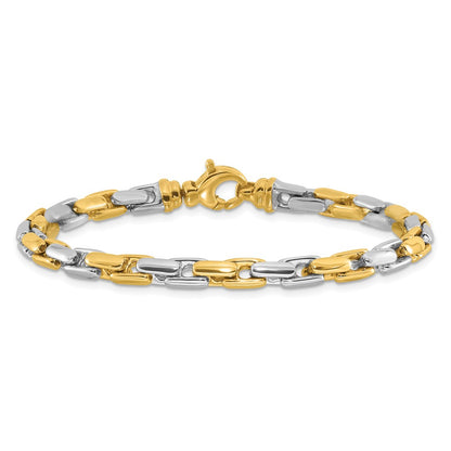14K Two Tone Polished Fancy Link Bracelet