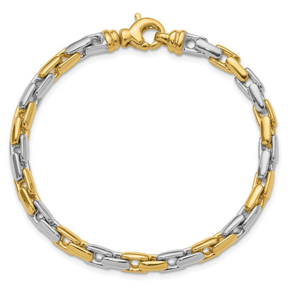 14K Two Tone Polished Fancy Link Bracelet