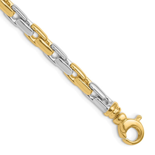 14K Two Tone Polished Fancy Link Bracelet