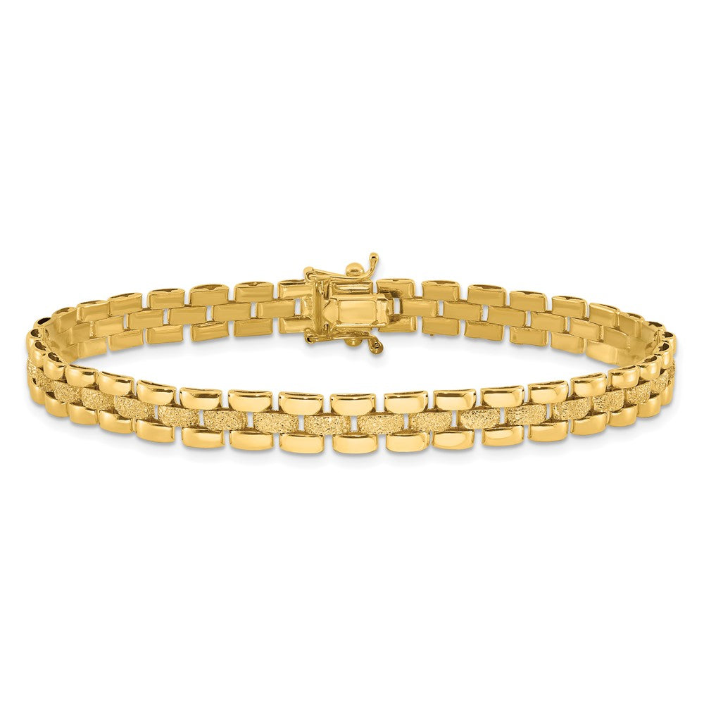 14K Yellow Gold Polished And Textured Fancy Link Bracelet