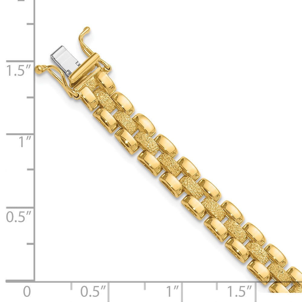 14K Yellow Gold Polished And Textured Fancy Link Bracelet