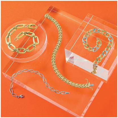 14K Yellow Gold Polished And Textured Fancy Link Bracelet