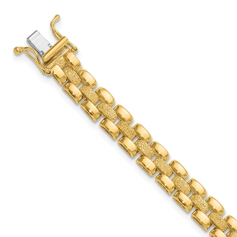 14K Yellow Gold Polished And Textured Fancy Link Bracelet