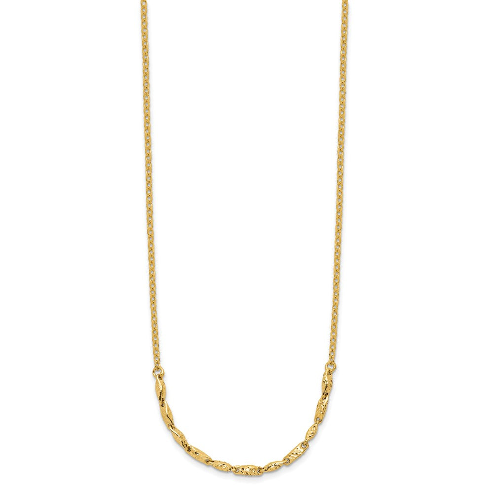 14K Yellow Gold Polished And Diamond Cut With 1In Ext. Necklace