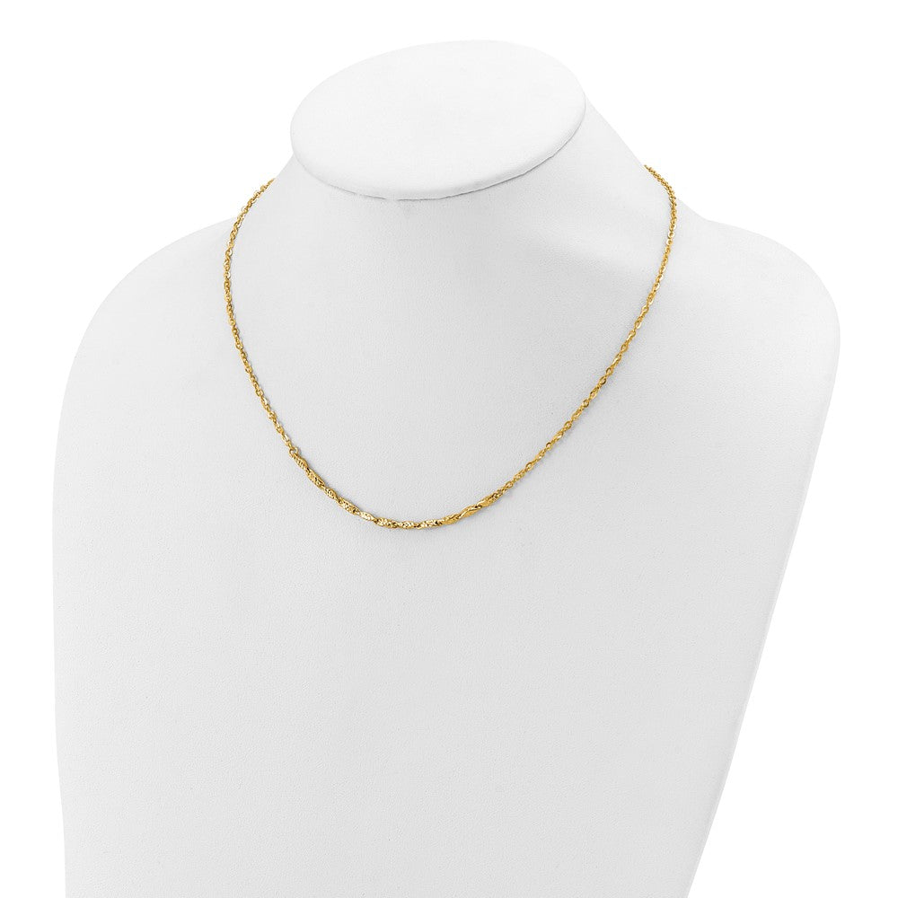 14K Yellow Gold Polished And Diamond Cut With 1In Ext. Necklace
