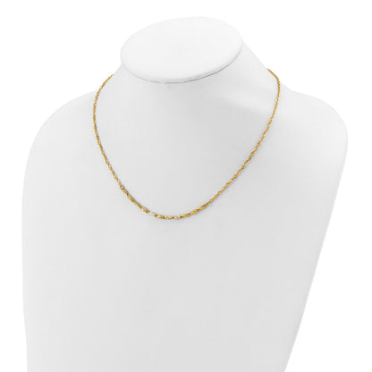14K Yellow Gold Polished And Diamond Cut With 1In Ext. Necklace