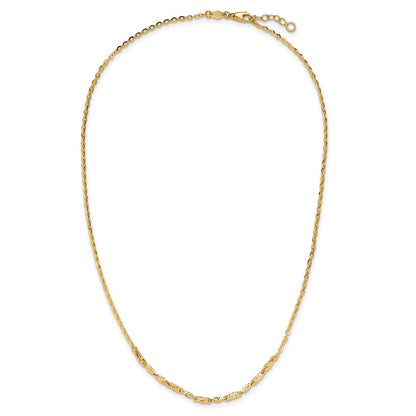 14K Yellow Gold Polished And Diamond Cut With 1In Ext. Necklace
