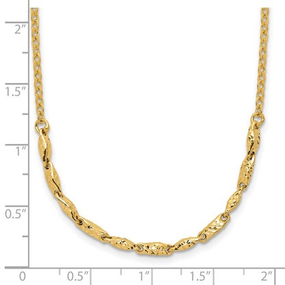 14K Yellow Gold Polished And Diamond Cut With 1In Ext. Necklace