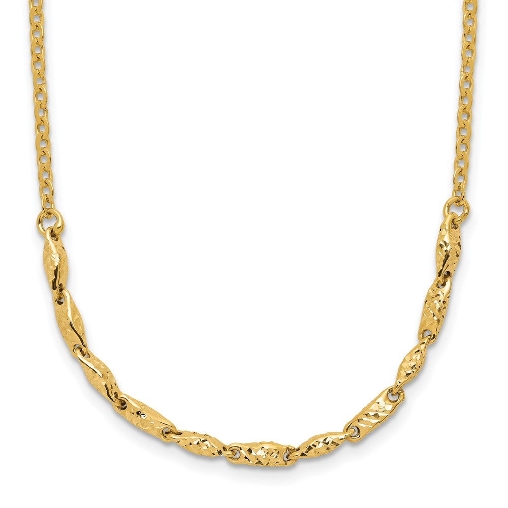 14K Yellow Gold Polished And Diamond Cut With 1In Ext. Necklace