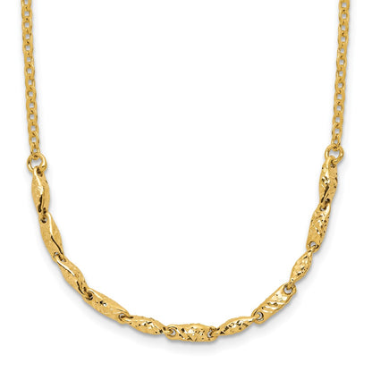 14K Yellow Gold Polished And Diamond Cut With 1In Ext. Necklace