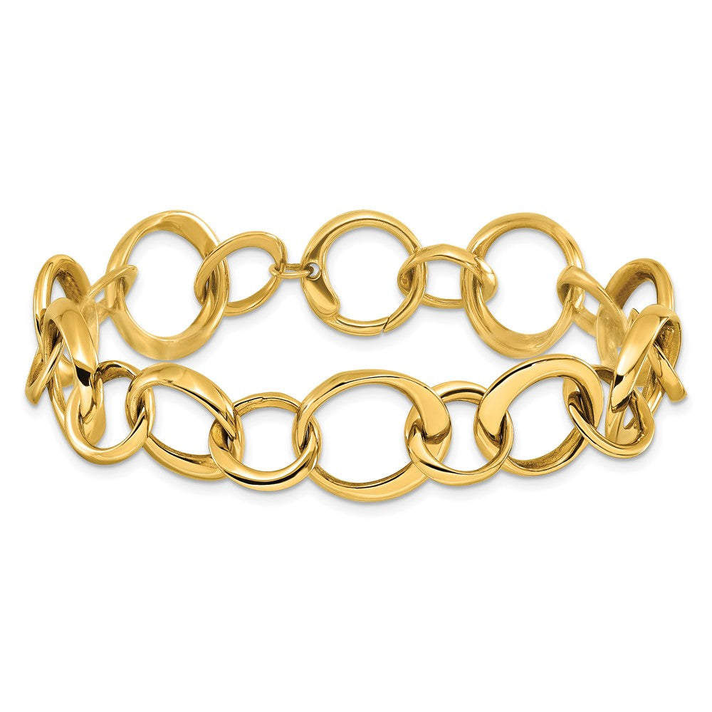 14K Yellow Gold Polished Circle Links Bracelet