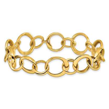 14K Yellow Gold Polished Circle Links Bracelet