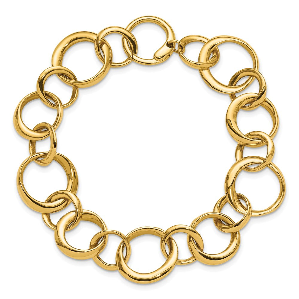 14K Yellow Gold Polished Circle Links Bracelet