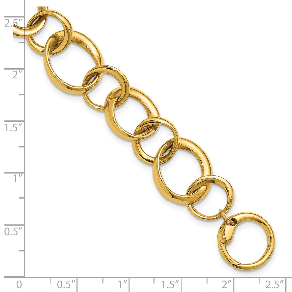 14K Yellow Gold Polished Circle Links Bracelet