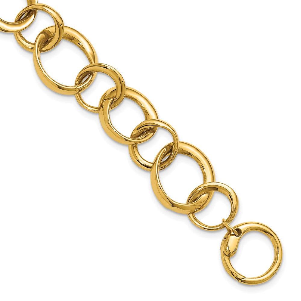 14K Yellow Gold Polished Circle Links Bracelet