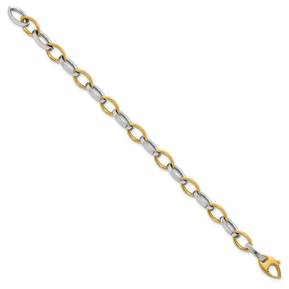 14K Two Tone Polished Link Bracelet