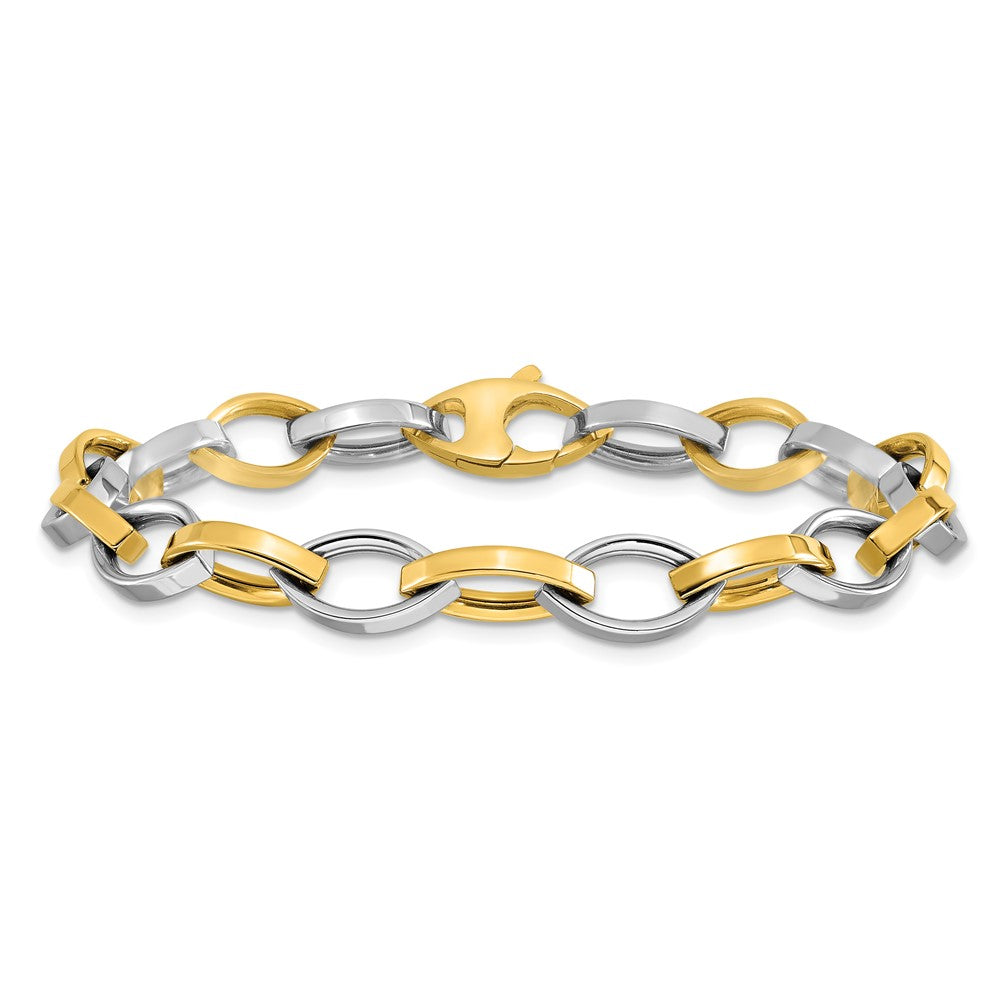14K Two Tone Polished Link Bracelet