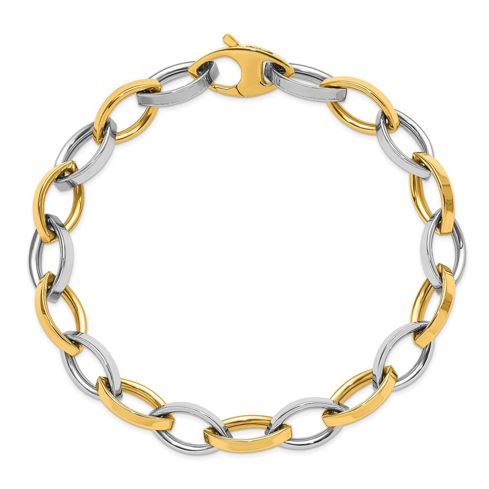 14K Two Tone Polished Link Bracelet
