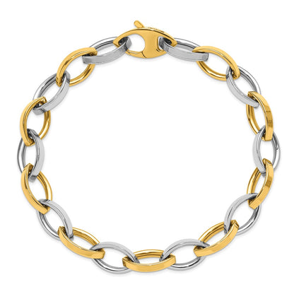 14K Two Tone Polished Link Bracelet