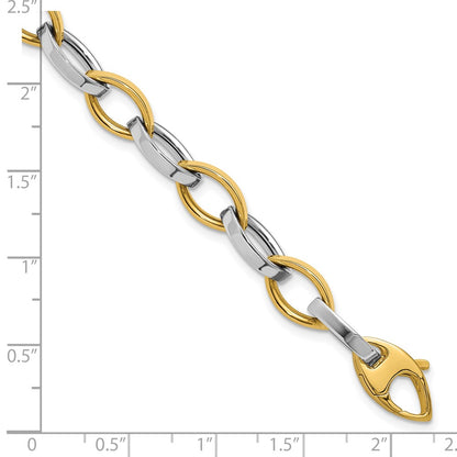 14K Two Tone Polished Link Bracelet