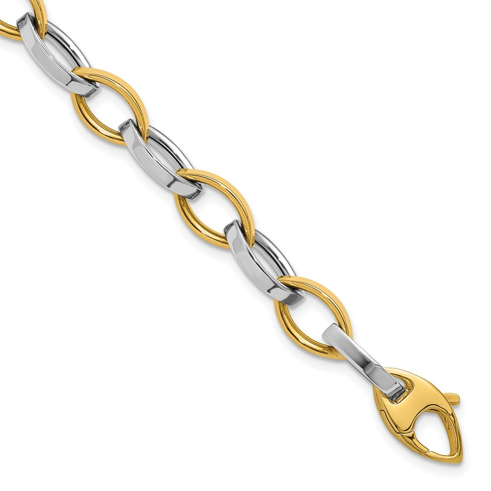 14K Two Tone Polished Link Bracelet