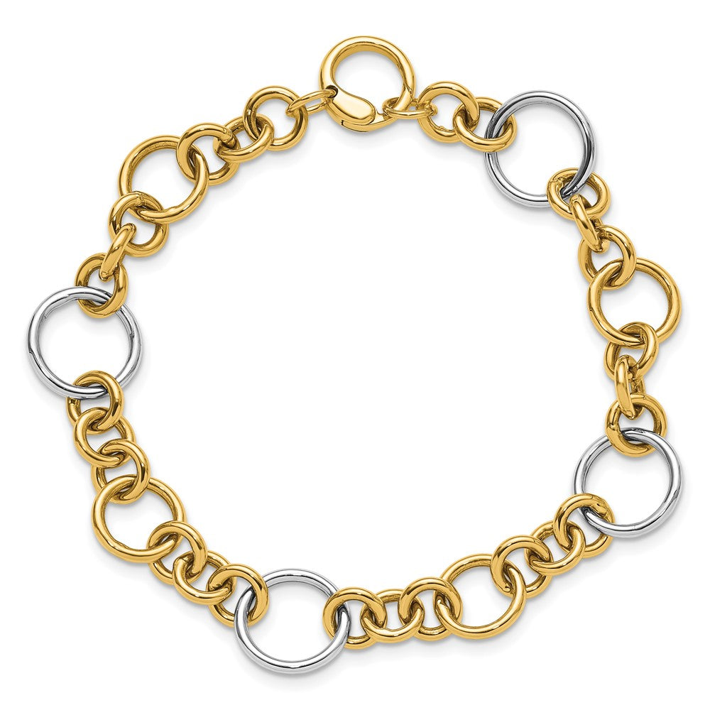 14K Two Tone Polished Circle Links Bracelet