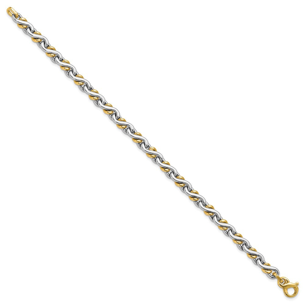 14K Two Tone Polished Fancy Link Bracelet